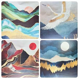 Society6 Poster Prints - set of 4. Asian Inspired Decor